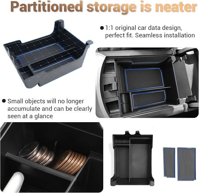 for 2024 Ford Edge Center Console Organizer Tray for 2021-2024 Edge SE/SEL/ST-Line/Titanium/ST Middle Console Organizer Center Console Storage Tray for 2023 Ford Edge Accessories (Blue)