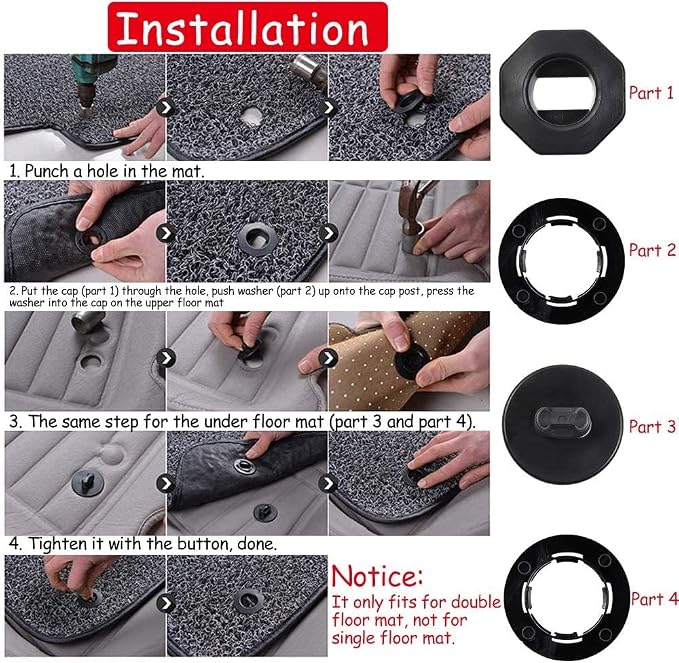 OTUAYAUTO 8PCS Car Floor Mat Clips - for Double Layer Mat - Universal Automotive Carpet Clips Holder Clamps