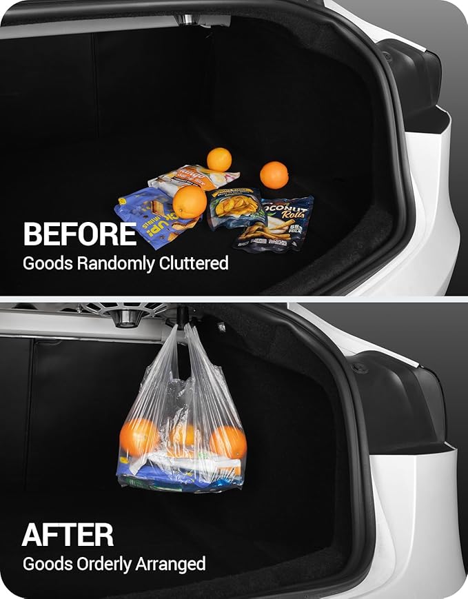 BASENOR 2026 Tesla Model 3 Trunk Grocery Bag Hook Trunk Hook [Proprietary Design] for Model 3 Highland Interior Accessories 2017-2026 Black (Standard/Premium/Performance)