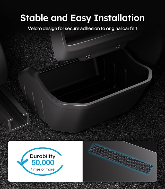 Wigoo 2026 Upgrade Tesla Model 3 Highland Accessories Rear Center Console Organizer [Partitioned Storage & Stable Installation] Backseat Storage Box for Tesla Model 3 2024~2026 - Obsidian Series