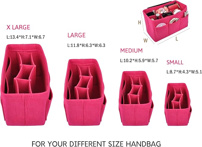 Vercord Felt Purse Organizer Handbag Insert Liner Shaper Bag in Bags for Speedy Neverfull Tote Rose Xlarge