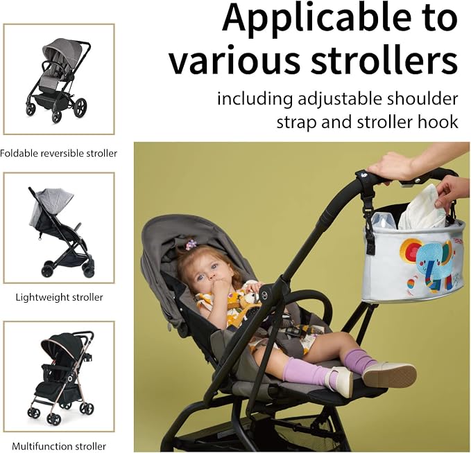 Stroller Organizer Diaper Bag Stroller Accessories Pack with Drink Holders and Zipped Pockets for Baby Stroller, Car, Shopping Cart. Fits All Major Strollers (Leopard)