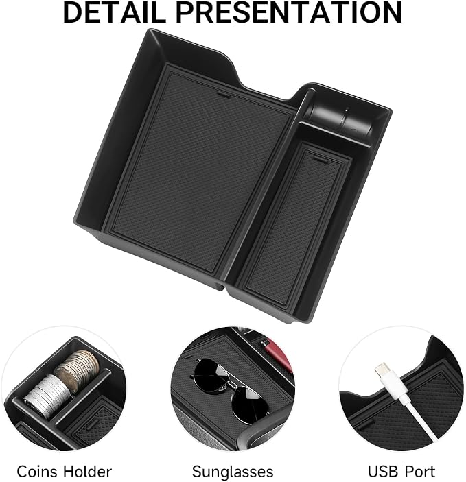 Center Console Organizer Compatible with Chevy 2025 2026 Equinox ABS Material Center Console Insert Tray Secondary Storage Box (Not for Equinox EV)