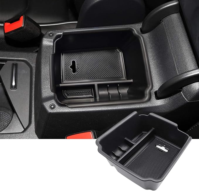 SKTU Center Console Organizer Compatible with 2018-2020 Tiguan Allspace LWB Accessories Insert ABS Black Materials Tray Armrest Secondary Storage Box