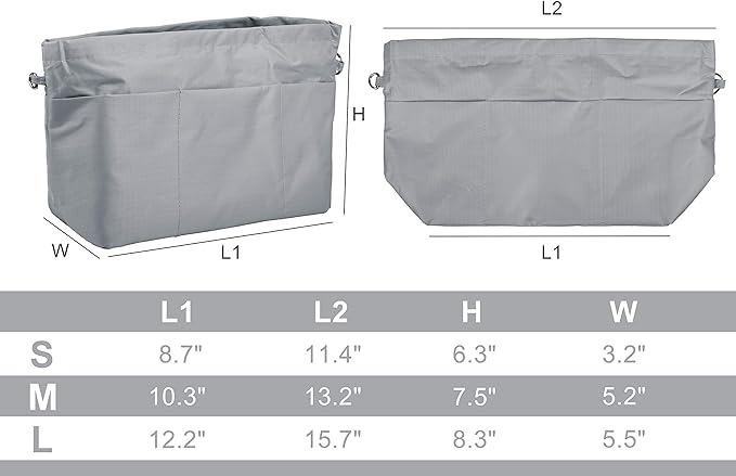 Vercord Handbag Purse Tote Pocketbook Organizer Insert Zipper Closure 11 Pockets 3 Sizes Many Colors