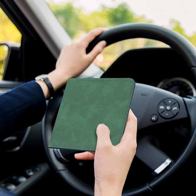 CoBak Car Registration and Insurance Holder - Small and Lightweight Vehicle Glove Box Car Organizer, Auto Truck Comparment Accessories Case for Essential Document, Driver License (Emerald)