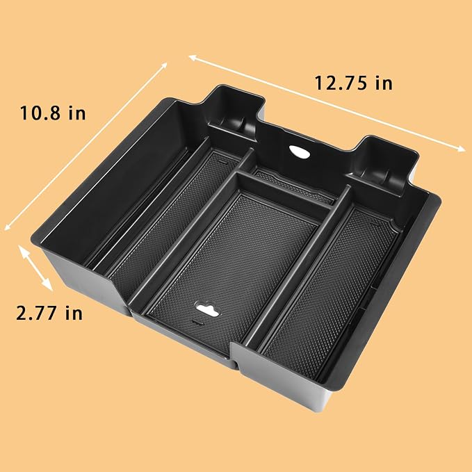 [Full-Coverage Center Console Organizer Compatible with 2019-2022 Chevy Silverado 1500/GMC Sierra 1500 and 2020-2023 Silverado/Sierra 2500/3500HD Accessories, Armrest Insert Tray,Black