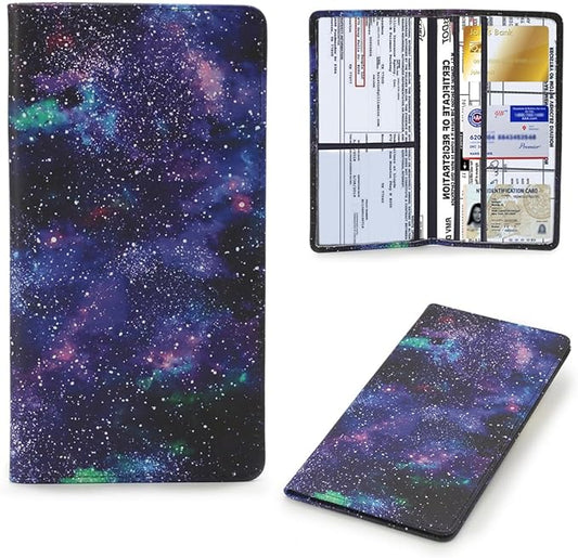TILDOSAC Leather Car Registration and Insurance Card Holder, Car Document Holder for Cards License with Magnetic Shut(Purple)
