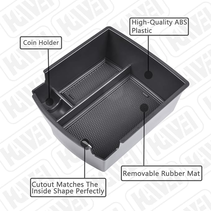 HGWEI Center Console Organizer Compatible with Hyundai Kona 2018 2019 2020 2021 2022 2023 Interior Accessories, ABS Armrest Storage Box Glove Container Insert Tray (Not for Kona EV)