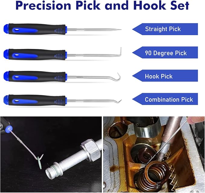 GLK 248pcs Trim Removal Tool, Pry Tool, Door Panel Radio/Stereo Terminal Removal Tool Kit, Fasteners Remover, with Car Retainer Bumper Clips,Automotive Hook Set, Blue