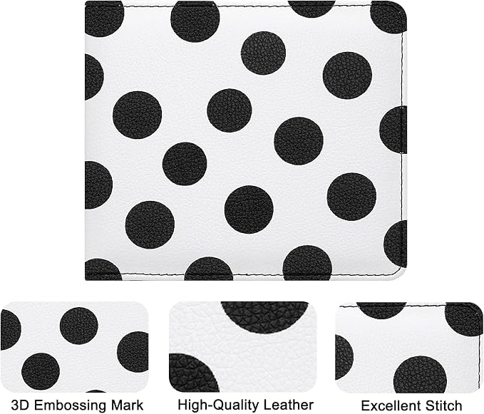 LumiMokki Car Registration and Insurance Holder, Leather Registration and Insurance Card Holder, Vehicle Glove Box Organizer - For Documents, Cards, License (Polka dots)