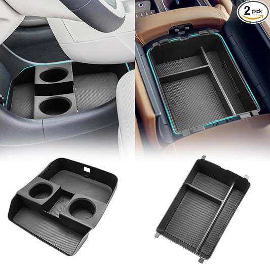 SHAOHAO 2Pcs for 2026 Hyundai Palisade Center Console Organizer & Lower Organizer Tray for 2026 Hyundai Palisade Calligraphy Accessories Console Tray Armrest Storage Box Easy Removal (Only for 7-Seat)