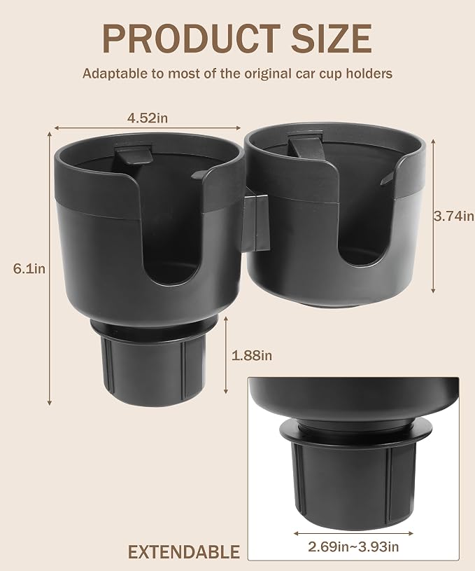 bylikeho 2-in-1 Cup Holder Expander,Multifunctional Car Cup Holder Expander Adapter for Car with Expandable Insert, Fits Yeti,Car Accessories
