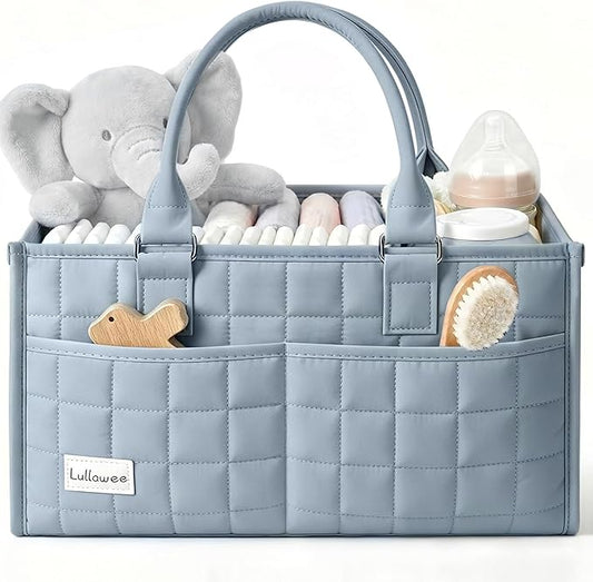Baby Diaper Caddy Organizer, Portable Nursery Storage Basket with Handle for Newborn Boy or Girl, Gift for Baby Shower Essentials, Registry Must Have Bag, Caddie Car Organizer, Blue