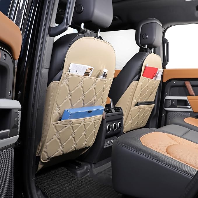 TAIKOO Seat Back Protector w/Dual Pockets,Guards Seats from Kicks & Scuffs | Keeps seat backs looking new for a long time. Easy to install and clean. 2-piece set, size: 30in × 18in × 0.2in
