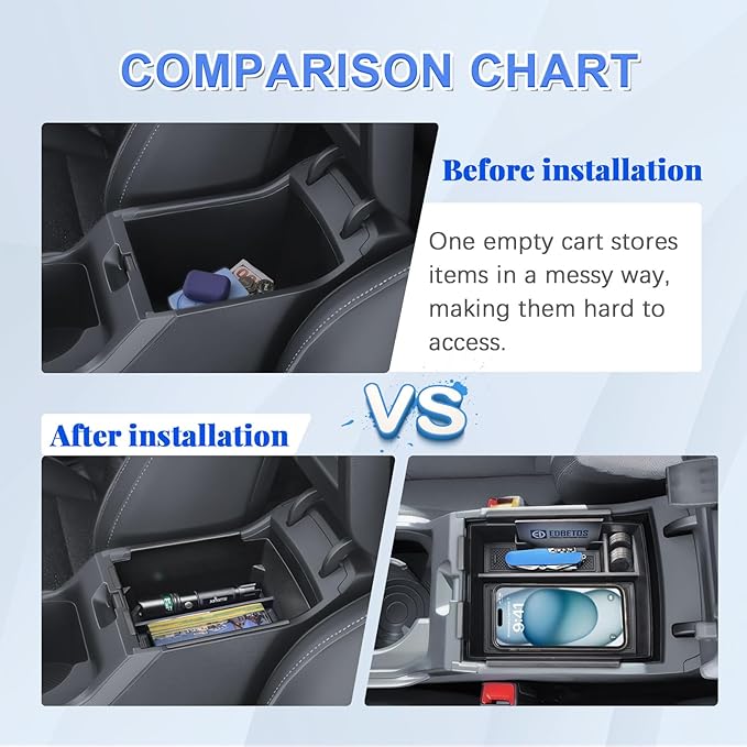 EDBETOS OEM Fit 2026 K4 Dual Layer Center Console Organizer Tray Compatible with 2025 2026 Kia K4 Accessories Armrest Storage Box Double Layer Armrest Insert Tray w/Coin Holder ABS Plastis