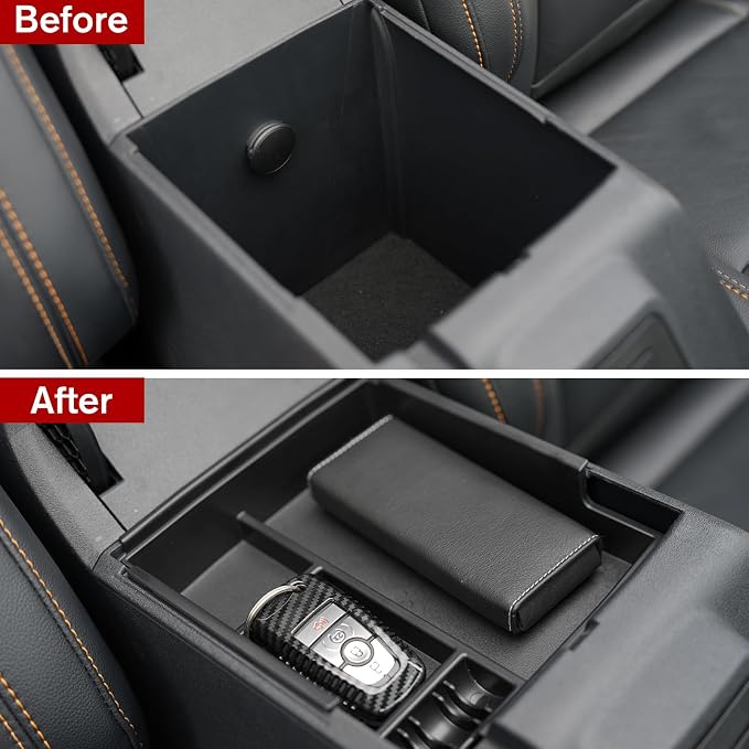 Center Console Organizer Tray Ford Bronco Tray Compatible For Ford Bronco 2021-2024 2/4 Doors (Not for Sport & 2025) Accessories, Center Armrest Storage Box Upper and Lower, 2PCS