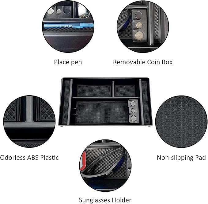 Center Console Organizer Tray fits for 2019-2022 GMC Sierra/Chevy Silverado 1500 Accessories, 2020-2021 2022 2023 Silverado/Sierra 2500 HD/3500 HD