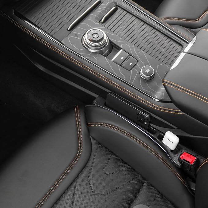 Pukonger Car Seat Gap Filler Compatible with Ford Explorer Accessories Seat Gap Plug Blocker with Storage Slot Organizer Non-Slip Car Cup Holder Coaster 2 Pack Black