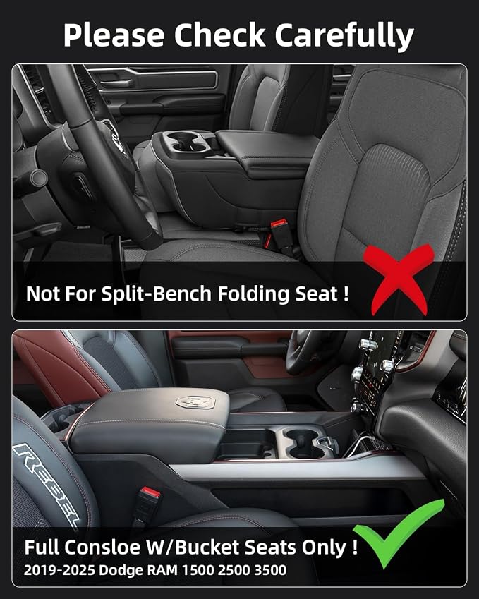 Center Console Organizer for 5th Gen 2025 2024-2019 Ram 1500 2500 3500(Full Console w/Bucket Seats Only), ABS Storage Box, Middle Console Tray Organizer, Insert Container Pallet-Black