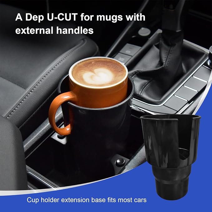 Dickno Cup Holder Expander for Car, 4 Inch Car Cup Holder Expander Adapter, Detachable Expander Car Coffee Mug Adapter Organizer, Car Cup Holder for 32-50 oz Bottles & Cups