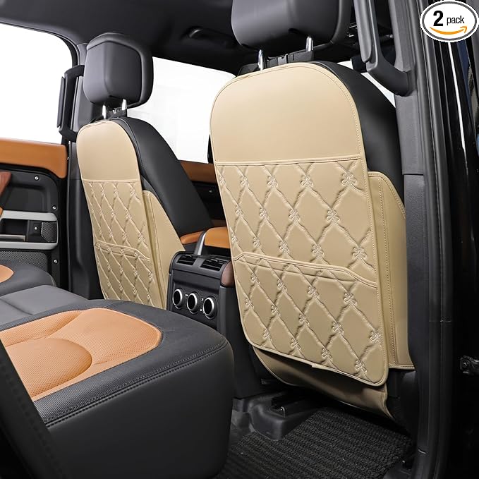 TAIKOO Seat Back Protector w/Dual Pockets,Guards Seats from Kicks & Scuffs | Keeps seat backs looking new for a long time. Easy to install and clean. 2-piece set, size: 30in × 18in × 0.2in