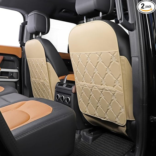 TAIKOO Seat Back Protector w/Dual Pockets,Guards Seats from Kicks & Scuffs | Keeps seat backs looking new for a long time. Easy to install and clean. 2-piece set, size: 30in × 18in × 0.2in