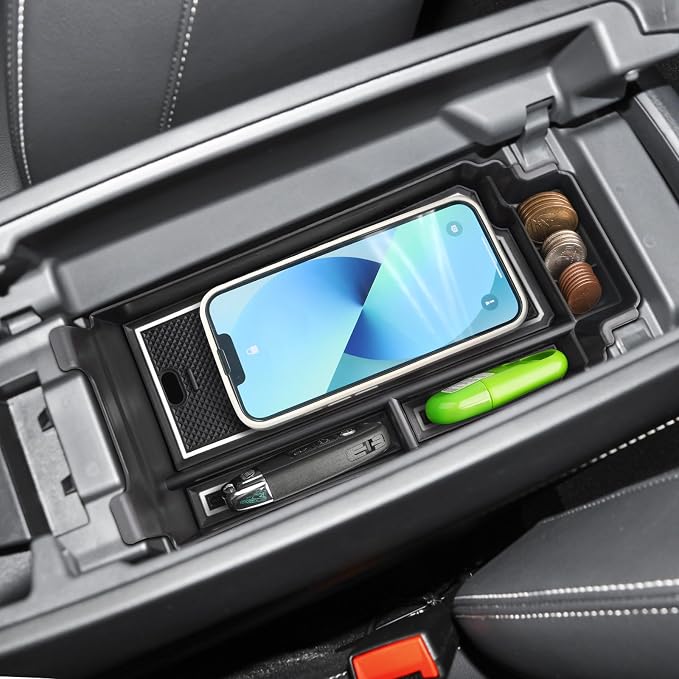 2021-2025 2026 Rogue Center Console Organizer for Nissan Rogue (S/SV/SL/Platinum/Rock Creek/Dark Armor), Durable ABS&Anti-Slip Rubber Console Tray Insert 2026 2025 Rogue Accessories (White)