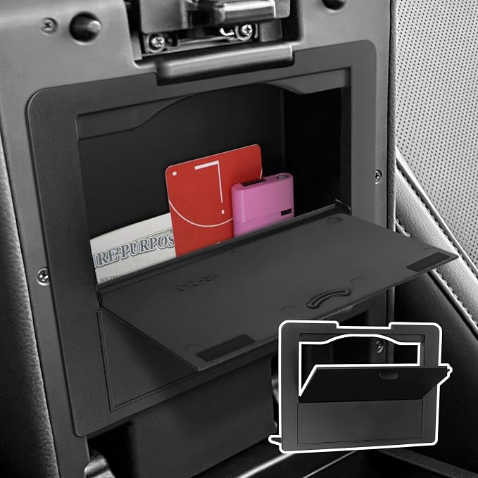 Center Console Hidden Box Organizer Compatible with Toyota Tacoma 2024 2025 2026 Accessories Black ABS Plastic Material Secret Compartment