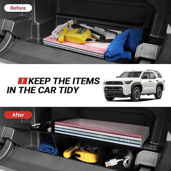 Hellet Glove Box Organizer Compatible with Toyota 2025 2026 4Runner Accessories Center Console Organizer Insert Compartment Tray