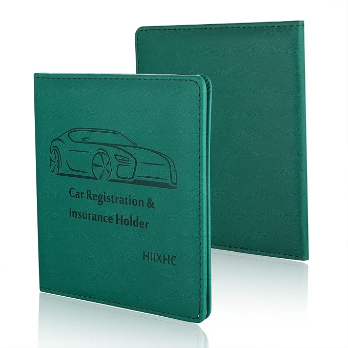 Car Registration and Insurance Holder, 5.5 x 5 Inch PU Leather Vehicle Glove Box Organizer Wallet Case Organizer for Insurance Card, Driver License, Essential Document, Paperwork