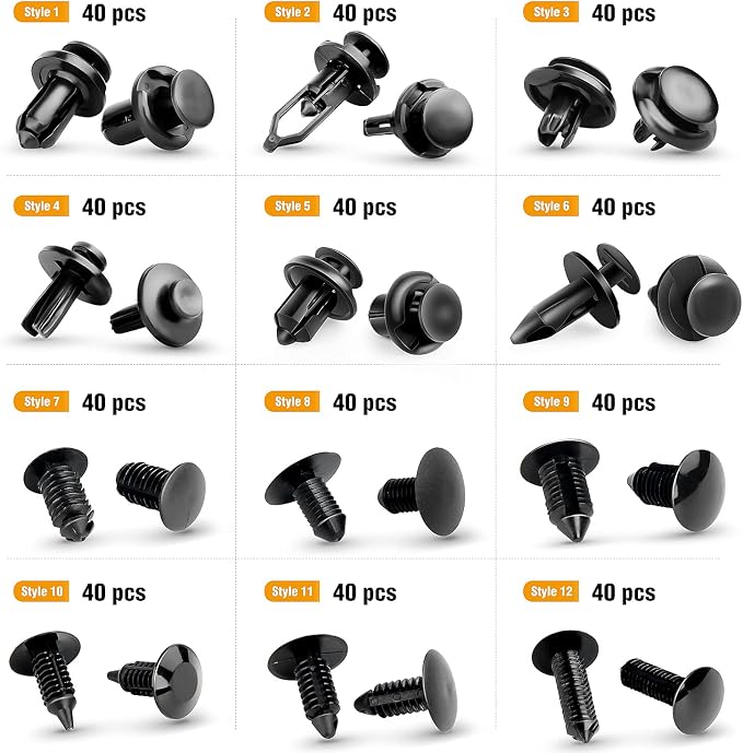 GOOACC 480PCS Bumper Retainer Clips with Fastener Remover Car Plastic Rivets Push Kit -Door Trim Panel for Toyota GM Ford Honda Acura Chrysler