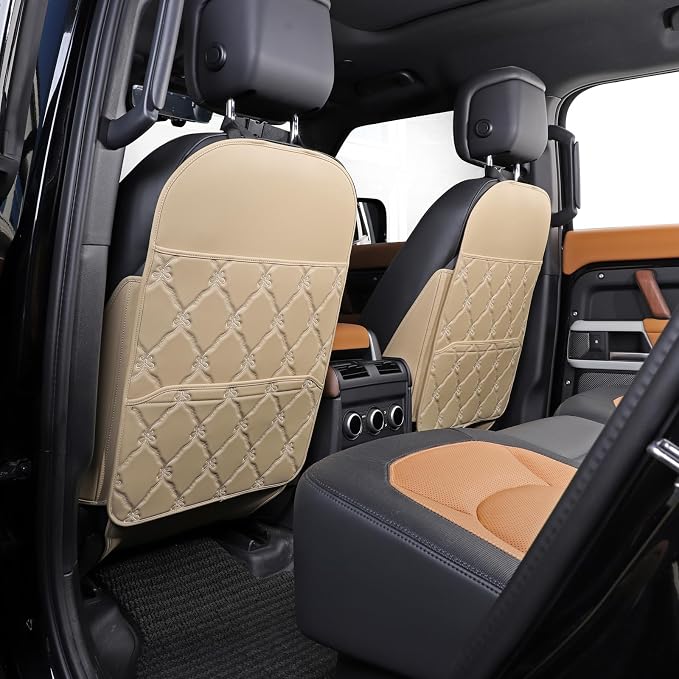 TAIKOO Seat Back Protector w/Dual Pockets,Guards Seats from Kicks & Scuffs | Keeps seat backs looking new for a long time. Easy to install and clean. 2-piece set, size: 30in × 18in × 0.2in