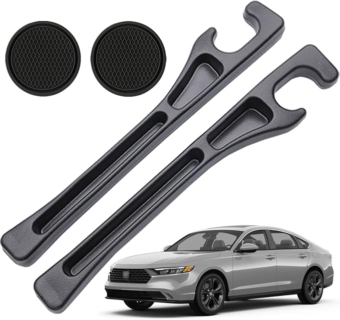 Pukonger Car Seat Gap Filler Compatible with Honda Accord Accessories Seat Gap Plug Blocker with Storage Slot Organizer Non-Slip Car Cup Holder Coaster 2 Pack Black