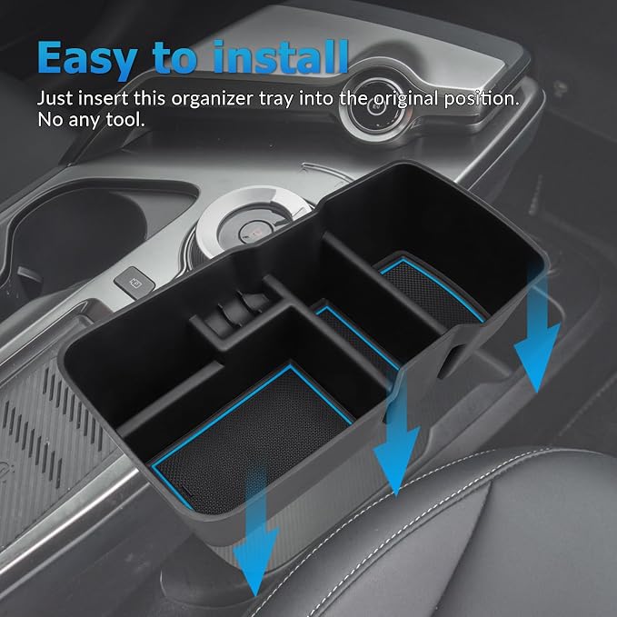 MARCHFA Center Console Lower Organizer Tray Compatible for Kia EV6 Accessories 2026 2025 2024 2023 Armrest Bottom Storage Box (Blue)