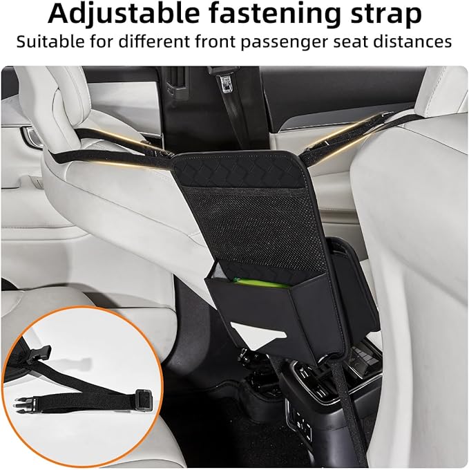 Purse Holder for Car,Car Purse Holder Between Seats,PU Leather Seat Back Organizer,Large Capacity Bag,Car Net Pocket Handbag Holder,Pet Barrier(Black)