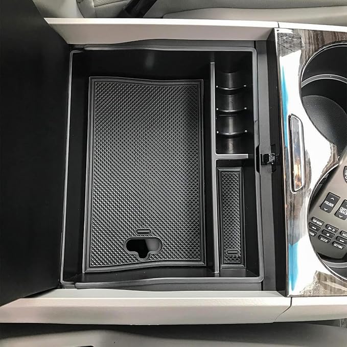 EDBETOS Center Console Organizer Tray Compatible with Toyota Sienna Accessories 2011-2015 2016 2017 2018 2019 2020 Secondary Armrest Storage Glove Box Dividers MPV ABS Black Materials (Black Trim)