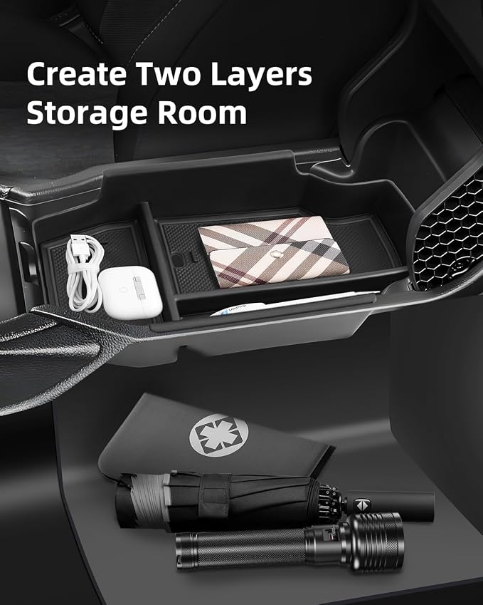 Armrest Organizer for 2026 2025-2023 Honda Accord, Center Console Organizer with Removable Rubber Mat, Center Console Tray Custom for Honda Accord Accessories, Black