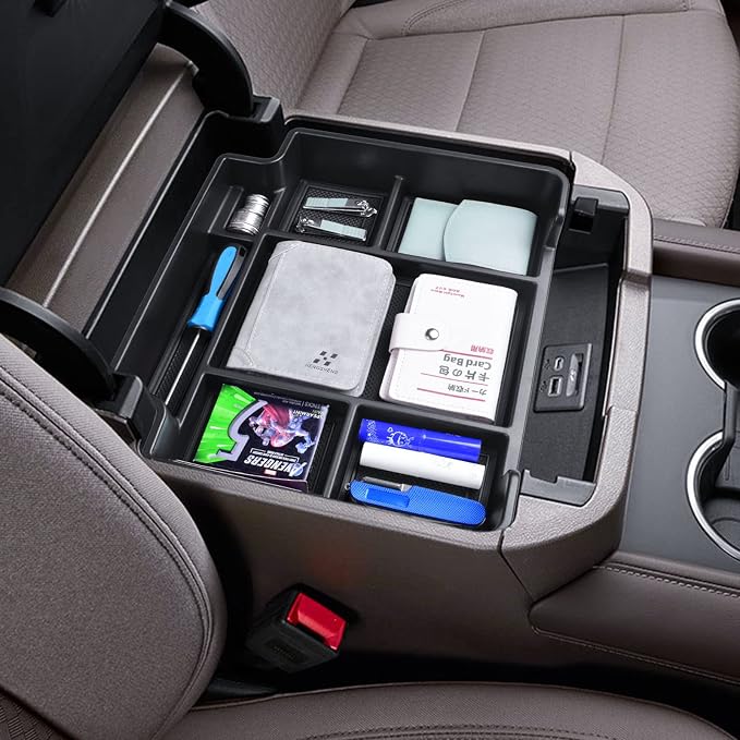 EDBETOS Full Size Center Console Organizer Tray Compatible with 2021-2026 Chevy Tahoe/Suburban and 2021-2024 GMC Yukon, Fit Standard Console with Charging Socket Only, NOT for Power Sliding Console.