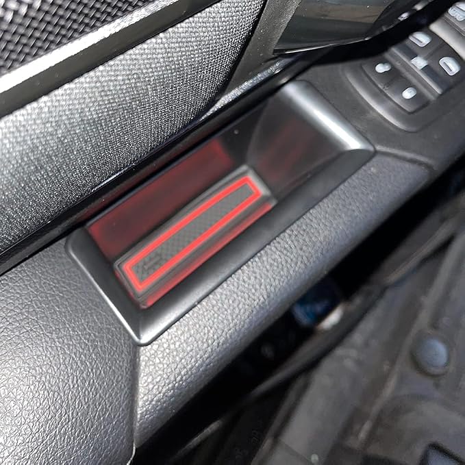 Motrobe for Ram 1500 Door Side Storage Tray 2026 2025 2024 2023 2022 2021 2020 2019 Ram 1500 Door Side Organizer Door Pocket Insert with Red-Lines Mats 4 PCS, Not Fit Ram 2500 3500