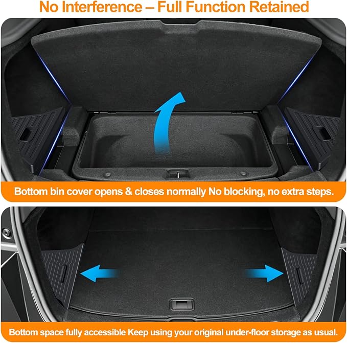 Trunk Storage Bins for 2025 2026 Tesla Model Y Juniper | 2PCS TPE Rear Cargo Side Organizer Boxes with Lids for 5-Seater