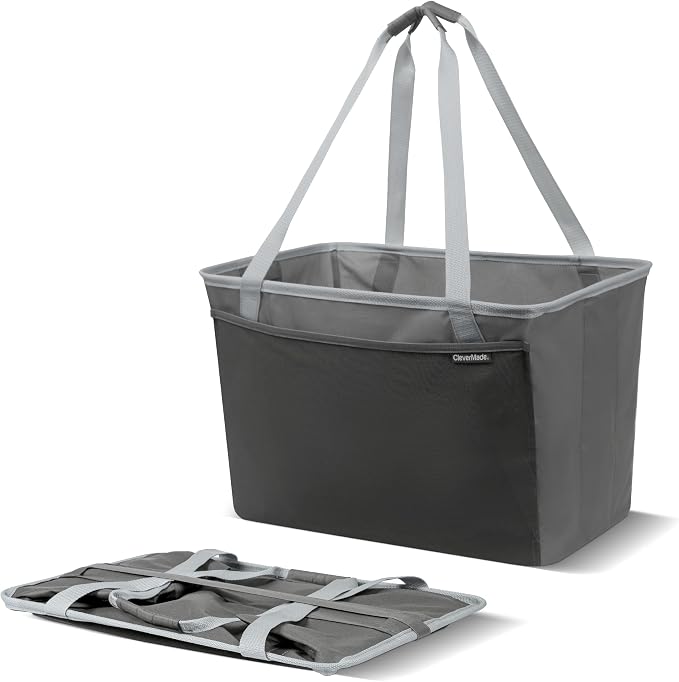 CleverMade EcoBasket Collapsible Tote Basket – Reusable Grocery Tote