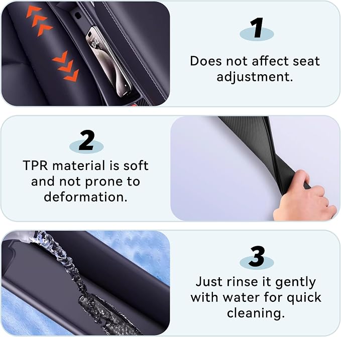 2PCS Car Seat Gap Filler, Anti-Drop Vehicle Console Crevice Blocker with 2 Storage Areas, Seat Side Seam Organizer Plug from Droping, Universal Automotive Interior Accessories(Brown)