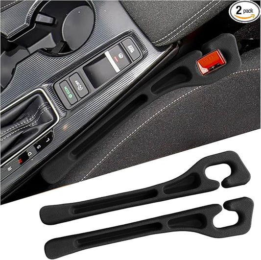 2 PCS Car Seat Gap Filler, Multi-Purpose Auto Seats Gaps Filler Side Organizer with Storage Slot, Super Flexible Gap Blocker Between Seat and Center Console, Car Accessories (Black)