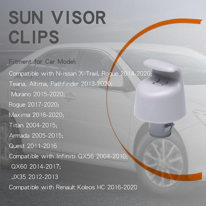 Plastic Sun Visor Hook Clips Bracket for Nissan Trail T32 Altima Murano Pathfinder Teana Rogue Titan Armada/ 2 Pcs (964093JS0A)