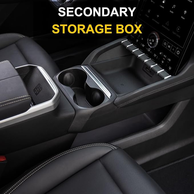 Lower Center Console Organizer Tray Compatible With 2026 2025 Gmc Terrain (Elevation Denali At4) Console Storage Interior Accessories - TPE, Black