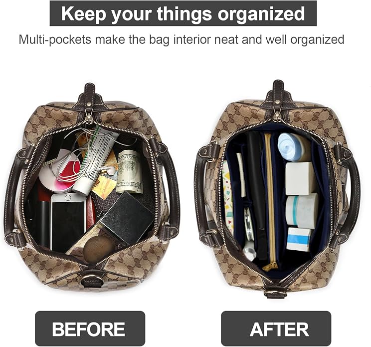 OMYSTYLE Purse Organizer Insert, Felt Tote Bag Organizer Insert with 5 Sizes, Handbag Dividers for Inside Purse, Compatible with Longchamp, Neverful, Speedy and More
