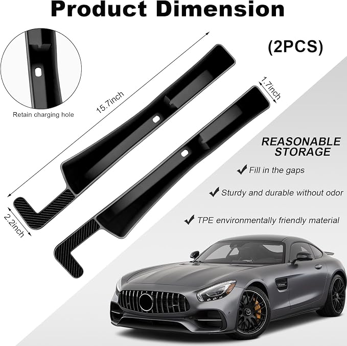 KVAEY 2PCS Car Seat Gap Filler, Automotive Seat Organizer Fill The Gap Between Seat and Console, Universal Car Gap Seat Storage for Phone Wallets and Keys, Car Accessories (Black)