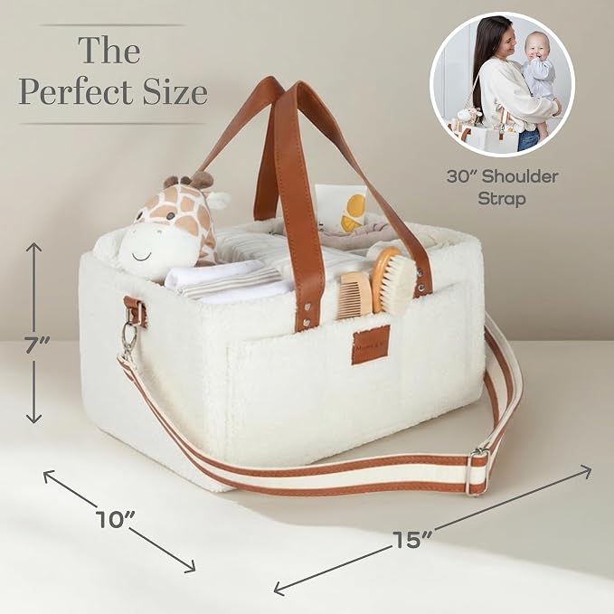 Momy & Me Diaper Caddy Organizer with Handle – Portable Baby Organizer and Storage Caddy for Nursery, Car, and Home | Compact Diaper Storage Basket for Newborn Essentials