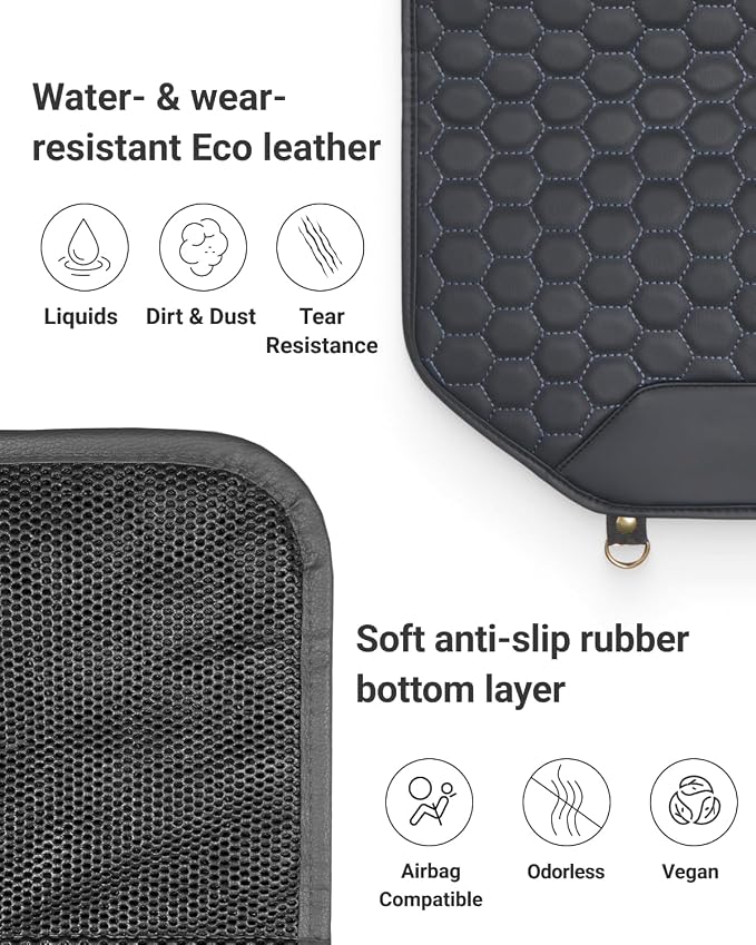 Owleys Set Seat Back Organizer & Car Seat Protector Hexy Waterproof & Non-Slip Protector for Child Car Cushion for Leather and Fabric Seats (Black Set 2)